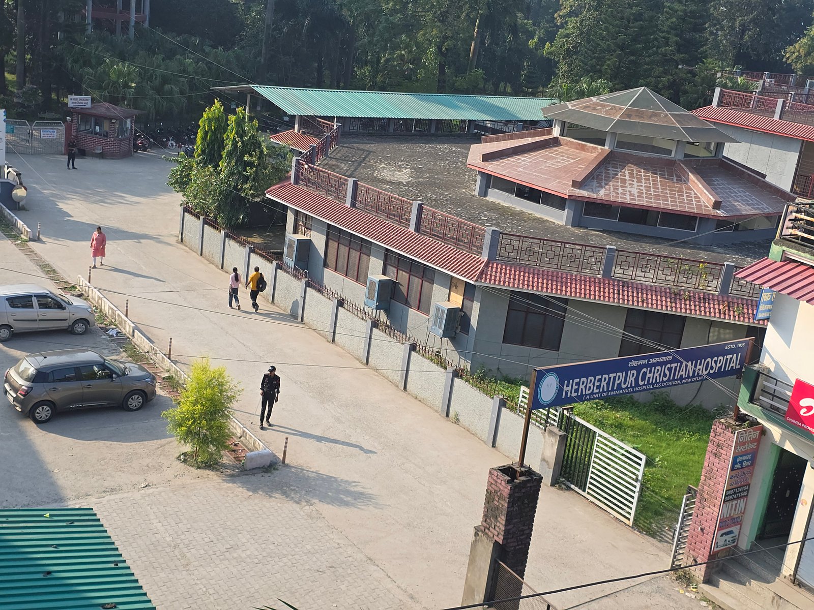 Hospital building at the foothills of the Himalayas